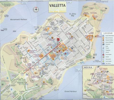 tourist map of valletta malta.